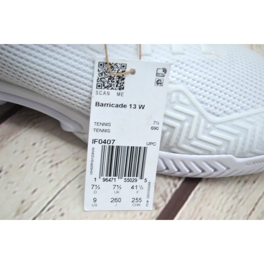 ADIDAS Women's IF0407 Barricade 13 Tennis Shoes SIZE 9 White / Gray NWOB